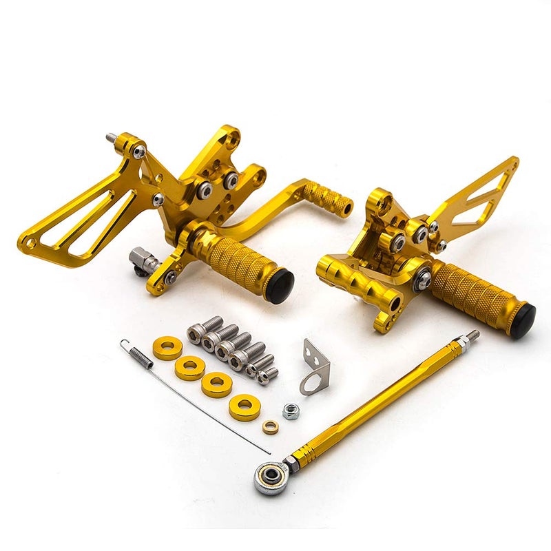 PROCNC Motorcycle Aluminum Rearsets Foot pegs Rear sets Footrest Fit for Suzuki GSXR1000 2000 2001 2002 2003 2004 GSXR750 1996-2005 SV650/SV650S SV1000/S 1998-2014 GSX600 2000-2005 (Gold) - Image 5